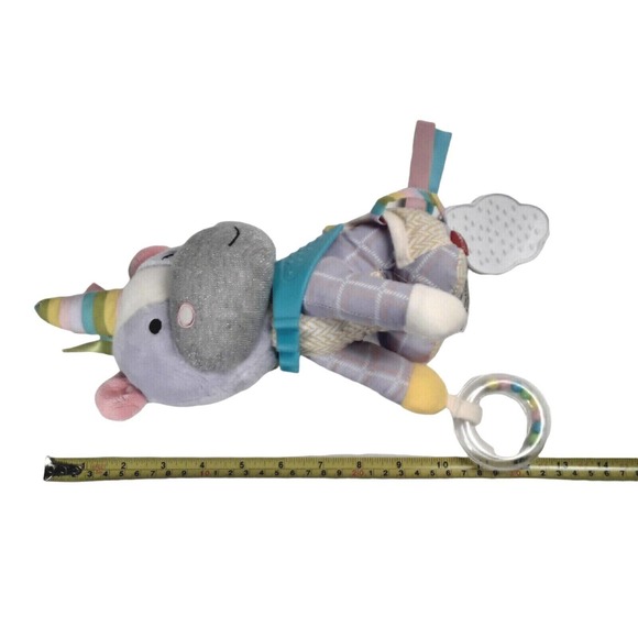 Skip Hop Unicorn Plush Baby Toy Rattle Teether Ribbons Crinkle Bandana Buddies - Picture 4 of 4